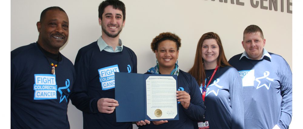 Albany County Legislator Samuel Fein visited St. Peter's Hospital to deliver a proclamation declaring Match 17 to be "Colorectal Cancer Awareness Day" in Albany County.