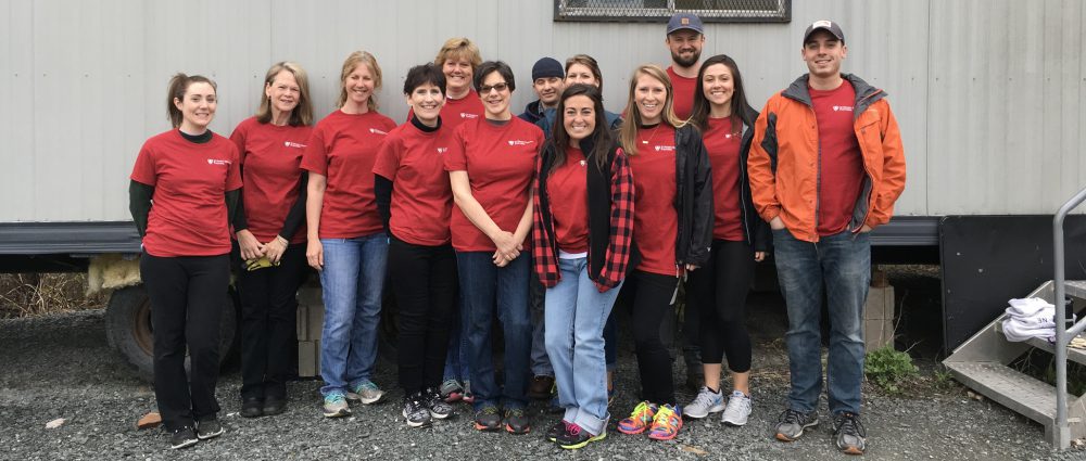 A group of colleagues from St. Peter’s Hospital spent Saturday volunteering in Albany’s Arbor Hill neighborhood, joining a Habitat for Humanity project to build or rehabilitate nearly 60 houses on Orange Street and Lark Street.