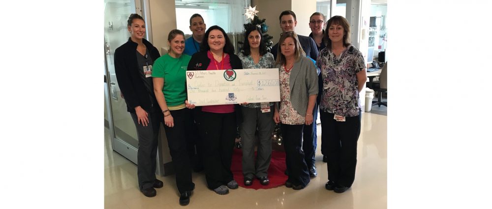 Staff members from the St. Peter’s Hospital CCU, PCCU, and ICU together raised a total of $1,260 for the Center for Donation and Transplant, New York-Vermont!