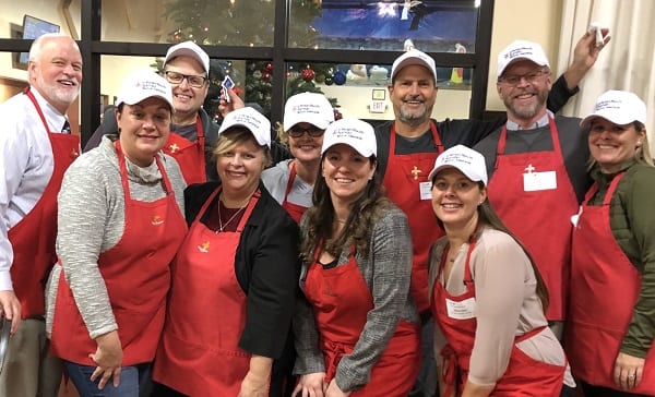 On the evenings of December 11 and December 18, members of the St. Peter's Health Partners Medical Associates leadership team volunteered at  the City Mission in Schenectady and served dinner to the Mission's residents and individuals from the community. 